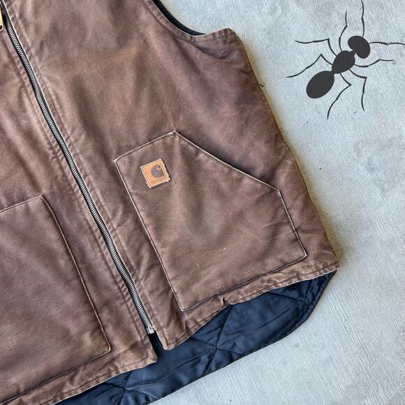 Vintage Y2K Carhartt brown faded work wear vest - Picture 3 of 6
